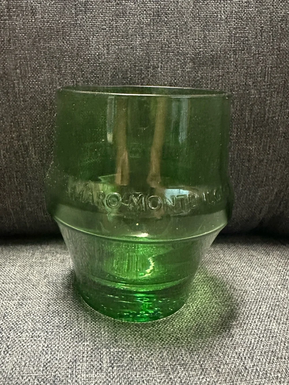 Rare Vintage Amaro Montenegro Green Bottle Shaped Lowball Glass